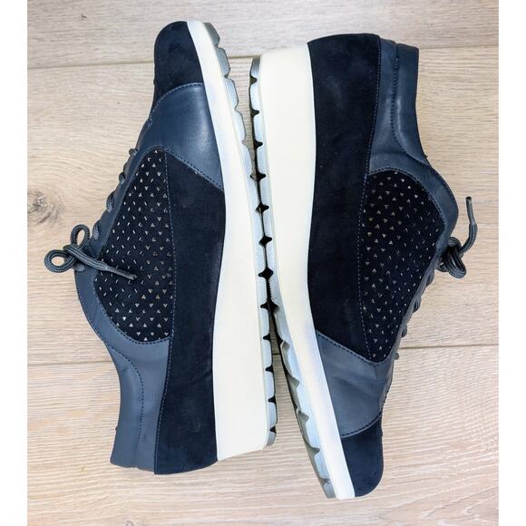 Sheridan Mia Suede Sneakers 9.5 Blue Leather Wedge Heel 80s Retro Lace Up Comfy - Picture 5 of 9